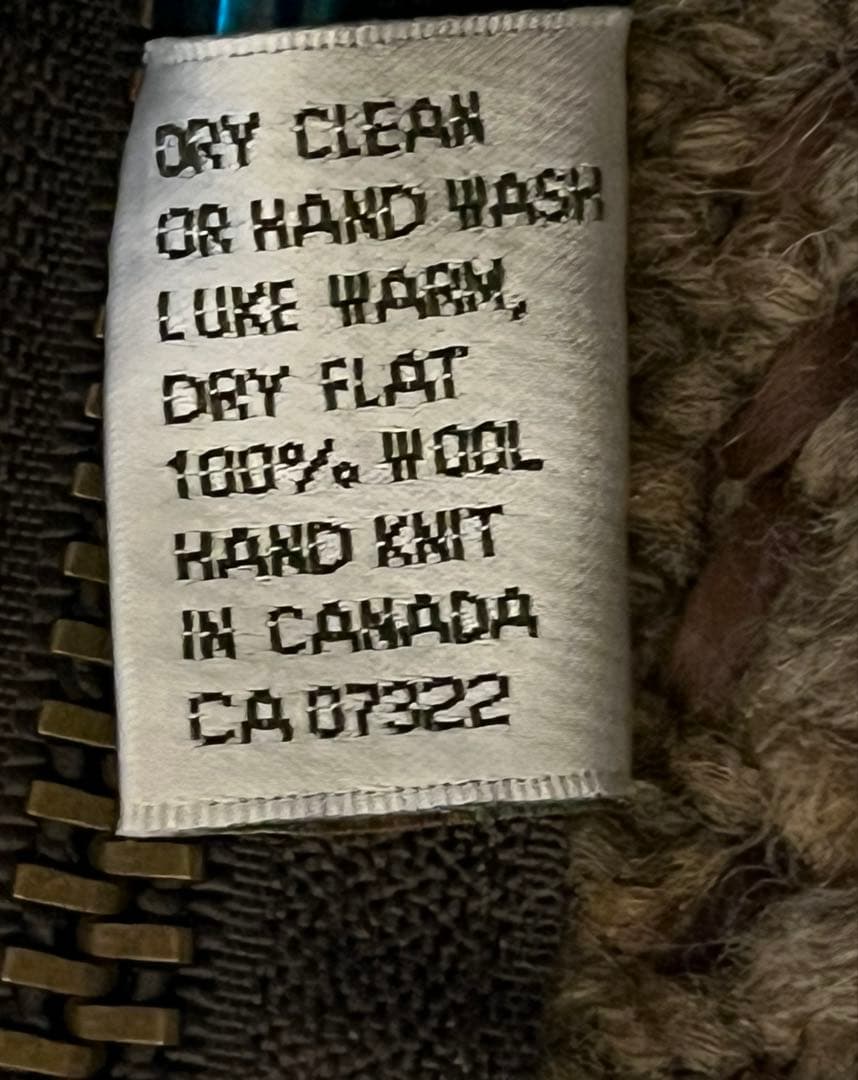 カナディアンセーター カウチン トナカイ柄 フーディ ニット 茶 ダブルジップ