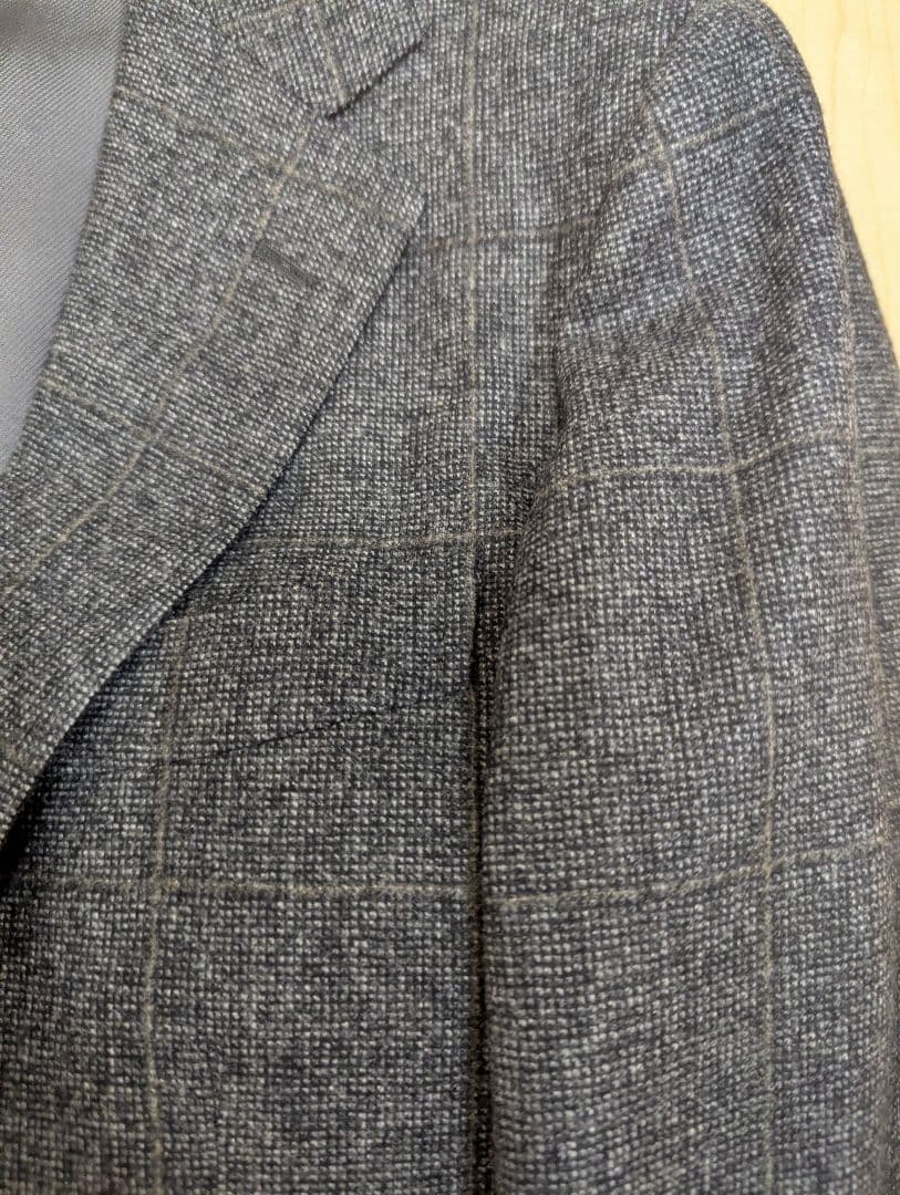 ハ*チ様 BEAMSF Canonico グレー ブロックチェックスーツ