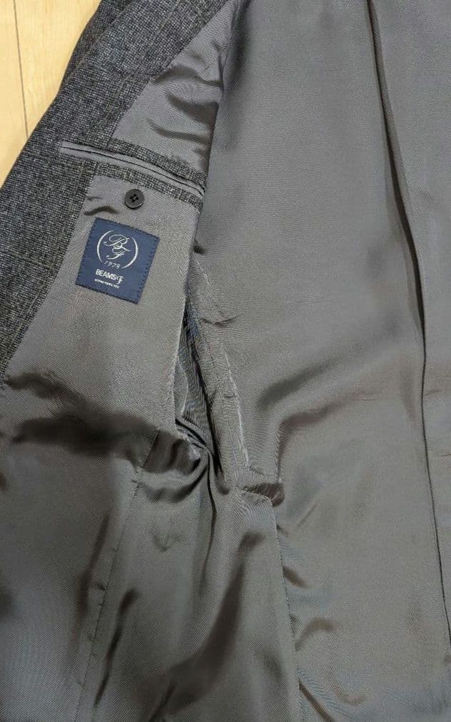 ハ*チ様 BEAMSF Canonico グレー ブロックチェックスーツ