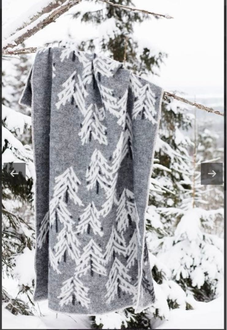 ラプアンカンクリ　グレー×ホワイト ブランケット 130×200cm