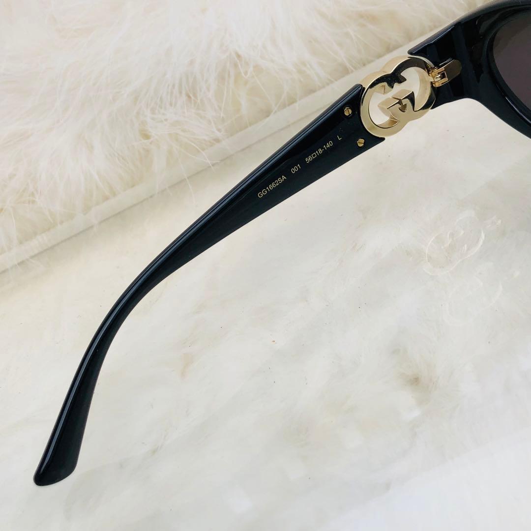 GUCCI ブラック オーバルサングラス GG柄 ゴールド 男女兼用　早い者勝ち