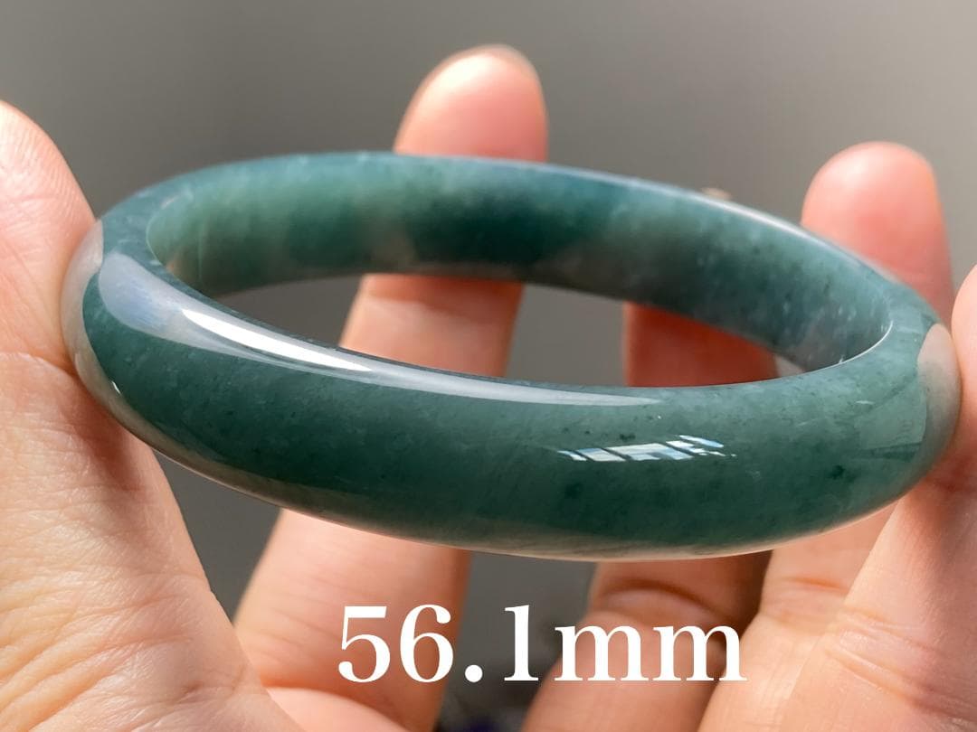 BG9-03 美品 糯氷種 深灰藍 56.1MM グアテマラ産 本翡翠 バングル