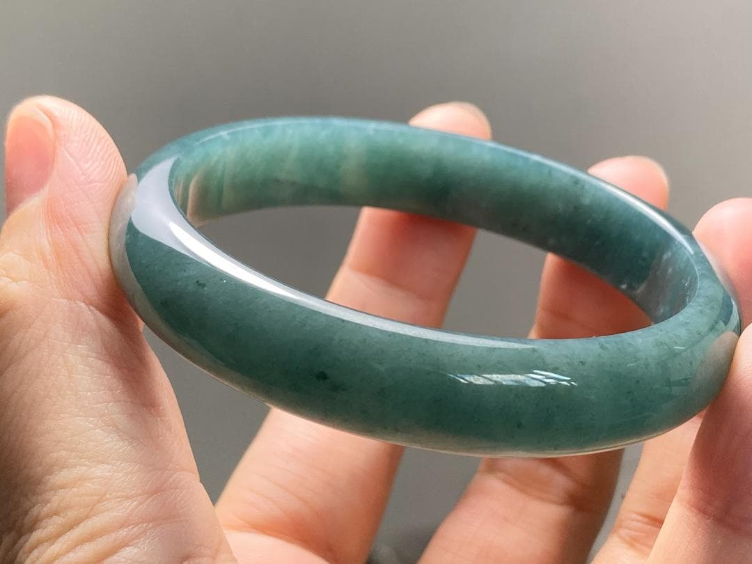 BG9-03 美品 糯氷種 深灰藍 56.1MM グアテマラ産 本翡翠 バングル