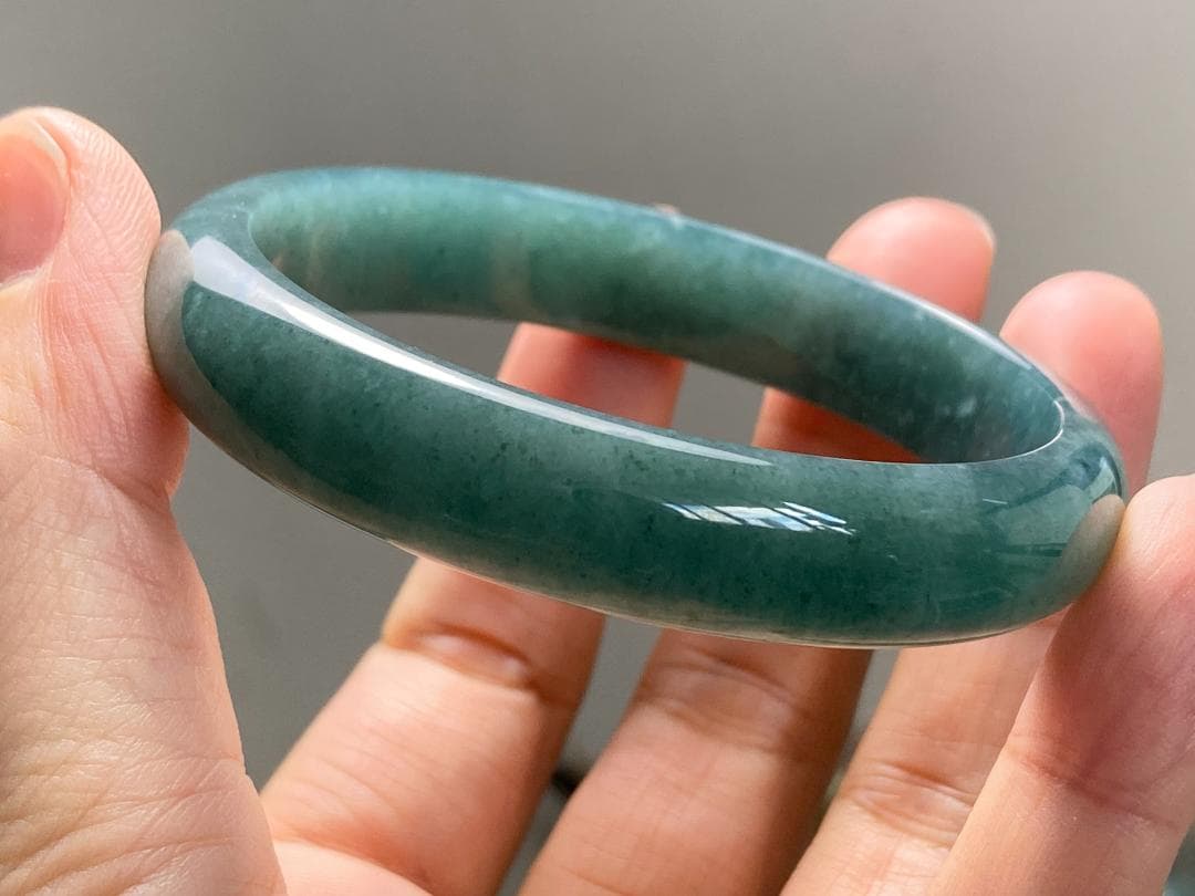 BG9-03 美品 糯氷種 深灰藍 56.1MM グアテマラ産 本翡翠 バングル