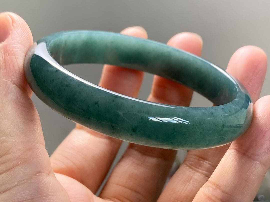 BG9-03 美品 糯氷種 深灰藍 56.1MM グアテマラ産 本翡翠 バングル