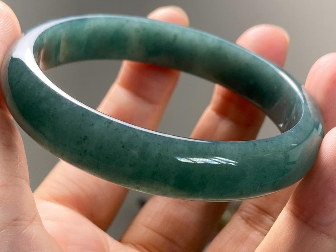 BG9-03 美品 糯氷種 深灰藍 56.1MM グアテマラ産 本翡翠 バングル