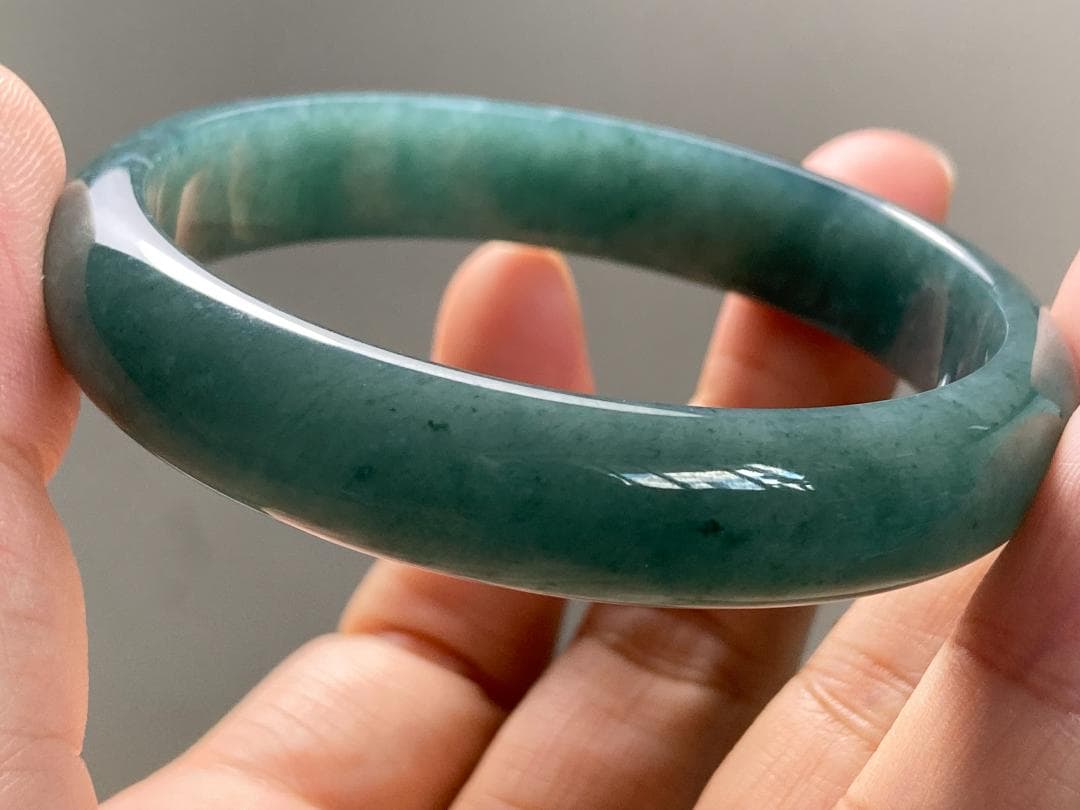 BG9-03 美品 糯氷種 深灰藍 56.1MM グアテマラ産 本翡翠 バングル