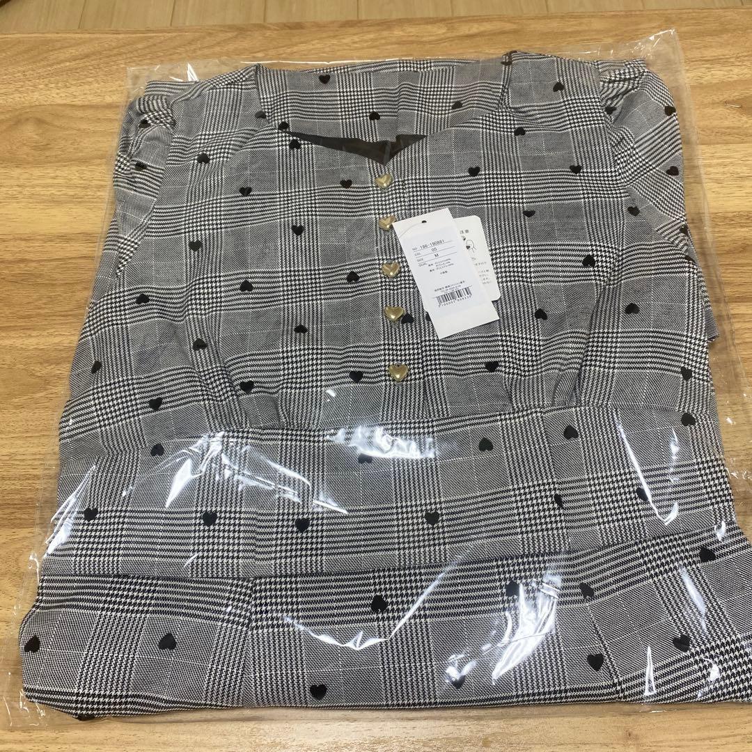 【新品】ハート釦バックレースアップハートフロッキー×チェックワンピース