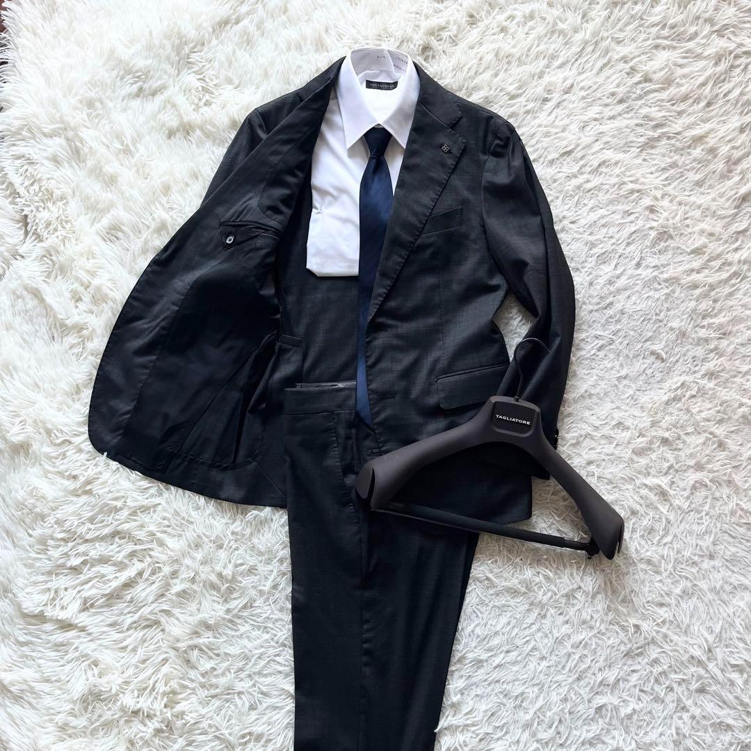 <美品>TAGLIATORE サルトリアーレ ダークグレー ウール スーツ 44