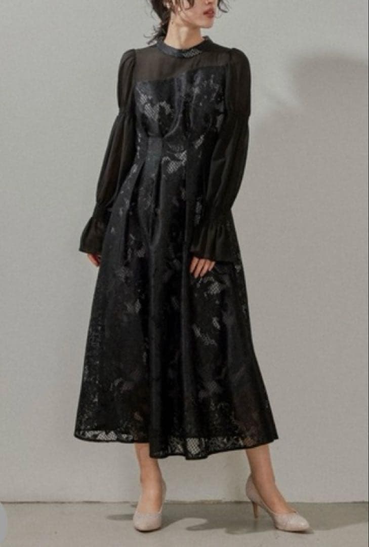 niana アシンメトリーレース切替ロングドレス 結婚式 お呼ばれ パーティ