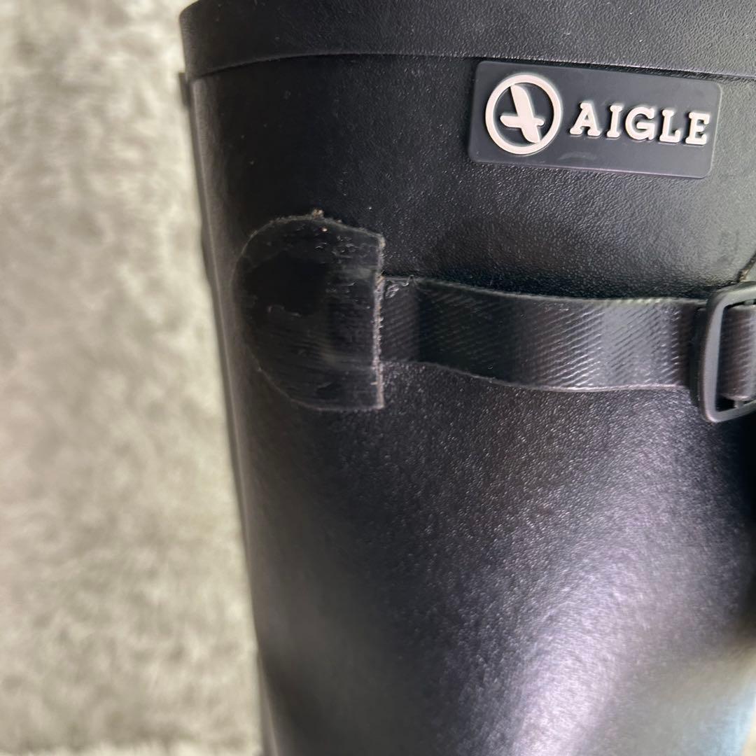 【試着のみ】エーグル AIGLE レインブーツ ロング　ブラック　38(24)