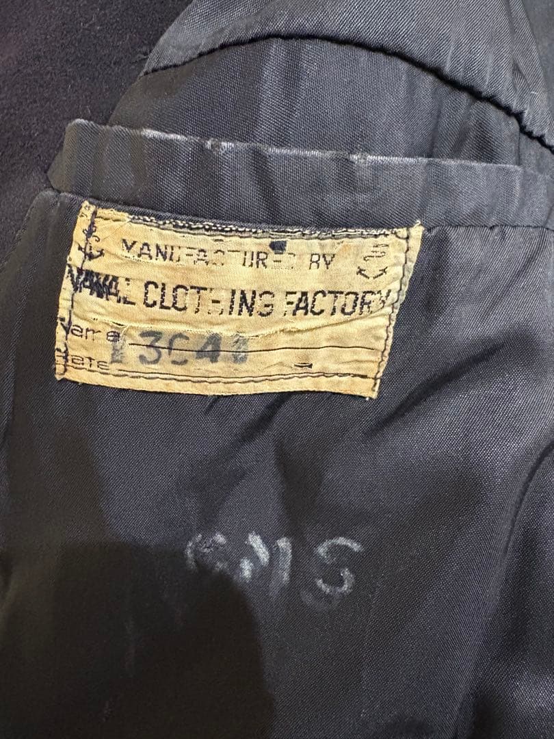 1940s WW2 US NAVY 実物 Pコート 10ボタンXL