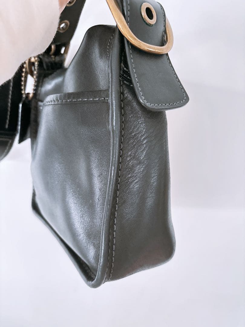 【希少品】COACH 黒 レザー バッグ 定価5万 オールドコーチ レア レトロ