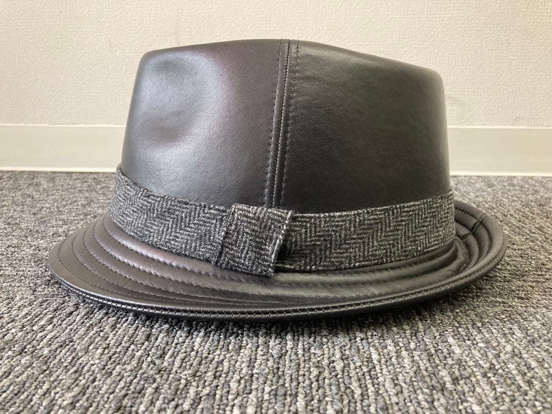 Kaszkiet レザーハット　ブラック　未使用品　サイズ59cm