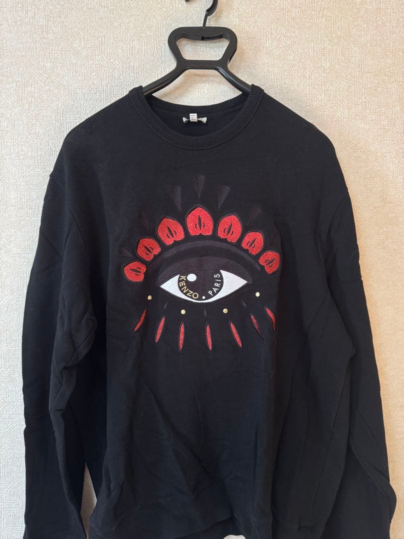【美品】KENZO アイモチーフ 刺繍 ブラック スウェット