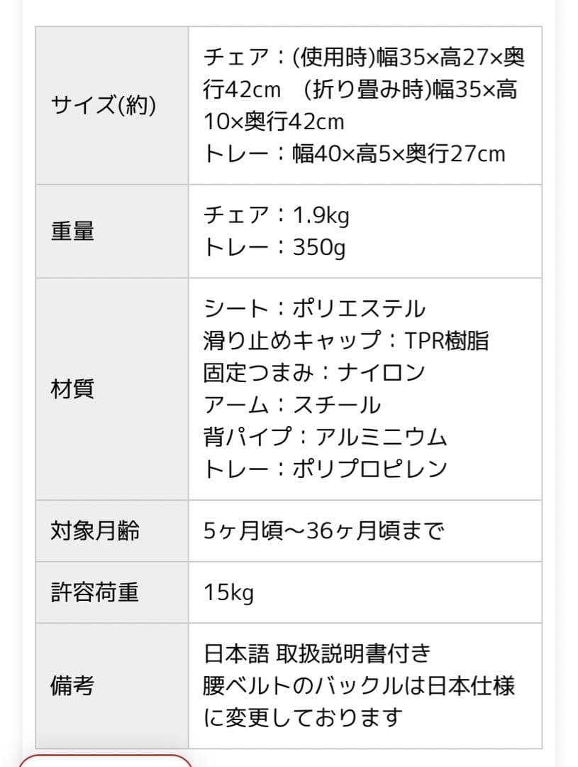 ベビーチェア イングリッシーナ テーブルトレーつき 箱、説明書あり カプチーノ