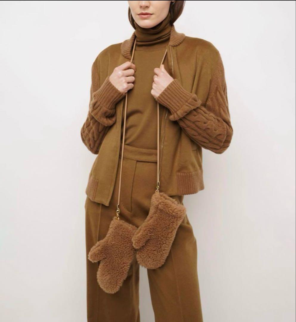 新品 マックスマーラ オンブラート テディベアミトン　キャメル