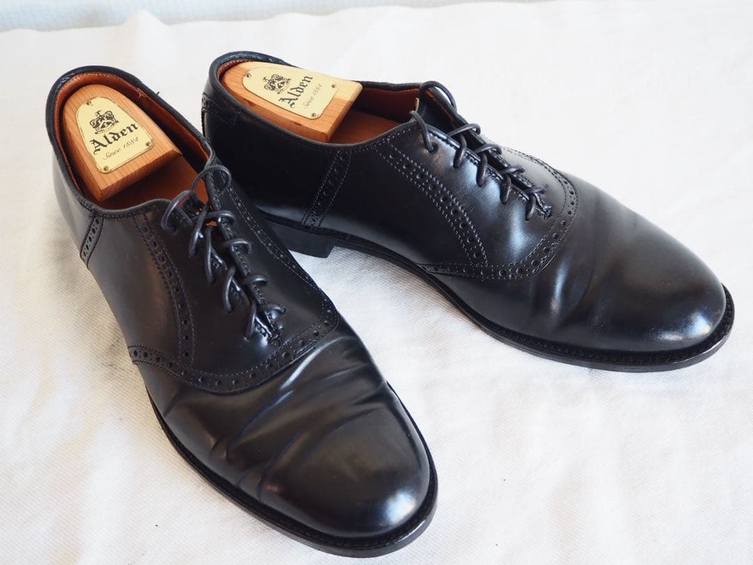靴 Alden 993 Black Cordovan Saddle Shoes