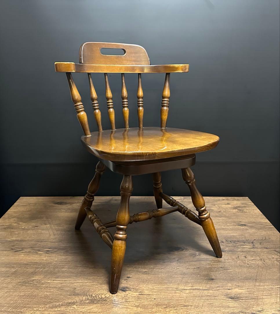 飛騨産業 キツツキマーク ウィンザーチェア ダイニングチェア 回転椅子 4脚