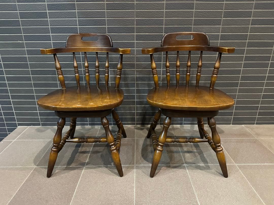 飛騨産業 キツツキマーク ウィンザーチェア ダイニングチェア 回転椅子 4脚