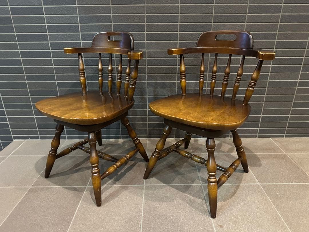 飛騨産業 キツツキマーク ウィンザーチェア ダイニングチェア 回転椅子 4脚