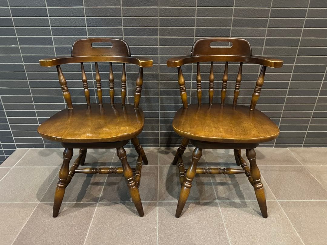 飛騨産業 キツツキマーク ウィンザーチェア ダイニングチェア 回転椅子 4脚