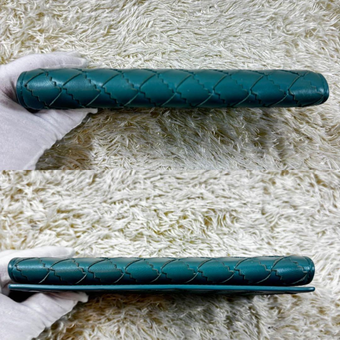 美品✨希少　ボッテガヴェネタ　長財布　フラップ　マキシイントレ　グリーン