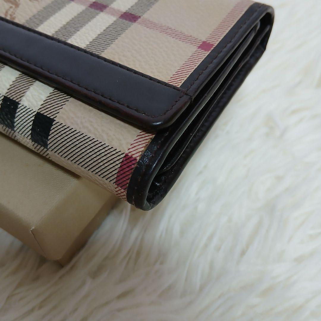 【美品】【BURBERRY】ノバチェック　ホースロゴ　PVCレザー　長財布