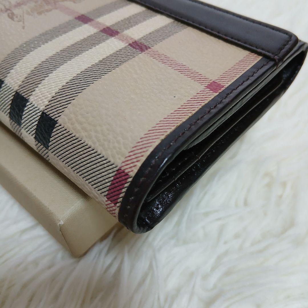 【美品】【BURBERRY】ノバチェック　ホースロゴ　PVCレザー　長財布