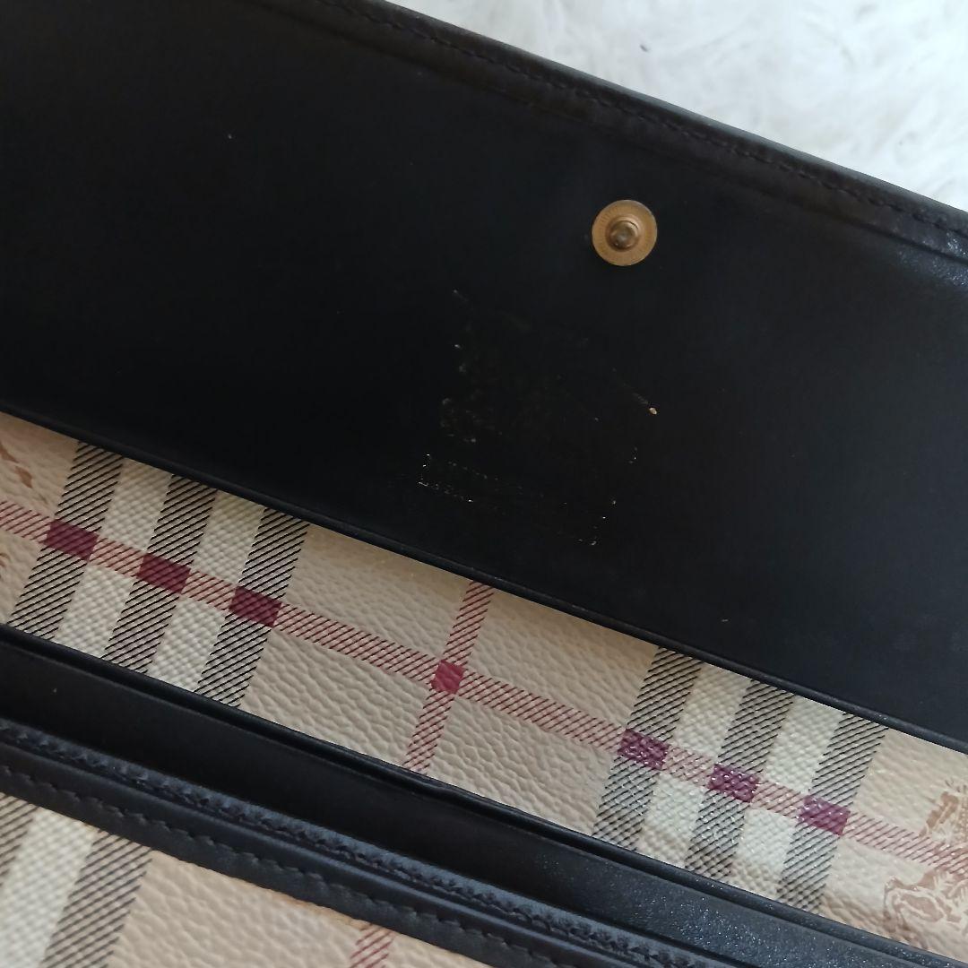 【美品】【BURBERRY】ノバチェック　ホースロゴ　PVCレザー　長財布