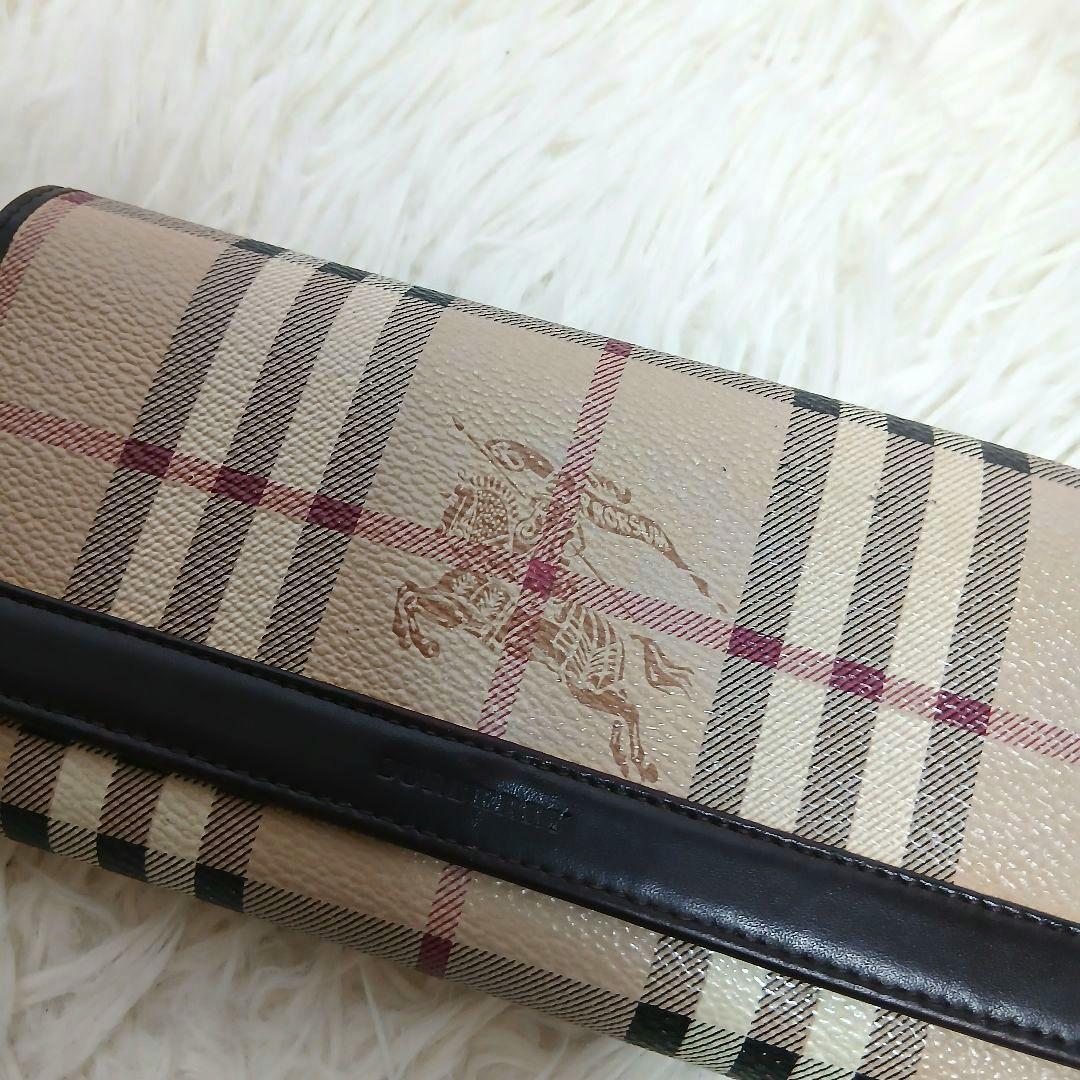 【美品】【BURBERRY】ノバチェック　ホースロゴ　PVCレザー　長財布