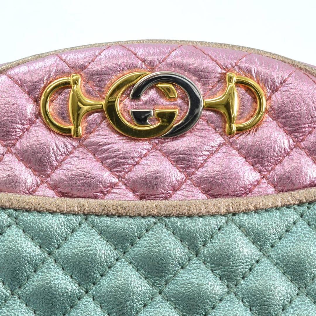 Y.OO GUCCI グッチ ラミネート ショルダーバッグ ピンク×ブルー