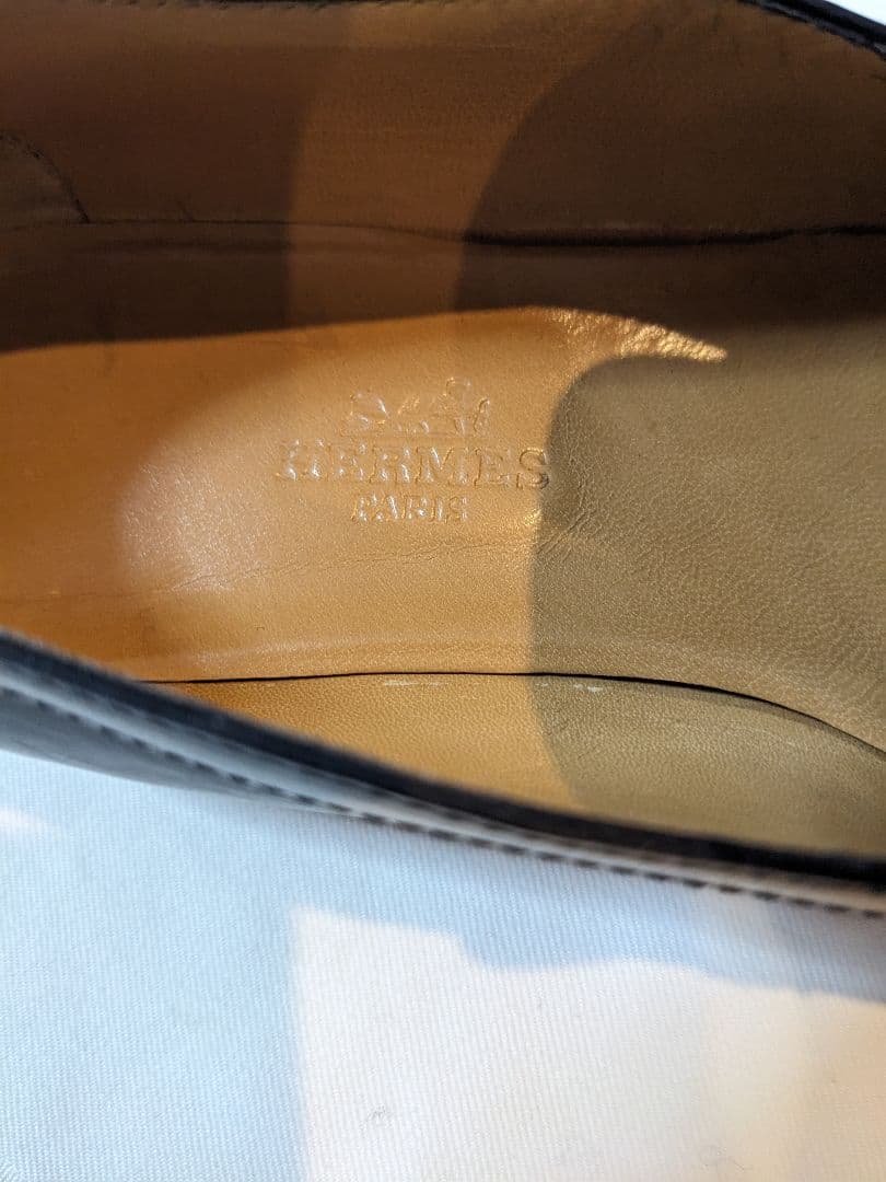 ☆HERMES☆Hロゴ刺繍入りローファー ブラック 361/2