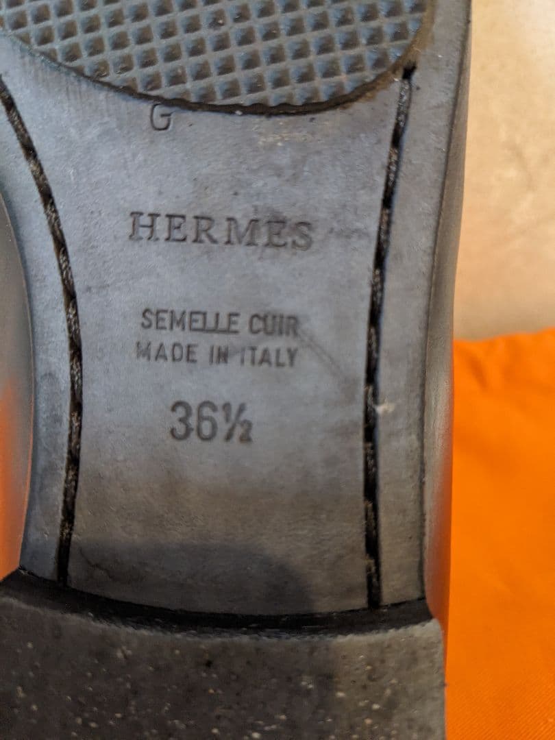 ☆HERMES☆Hロゴ刺繍入りローファー ブラック 361/2