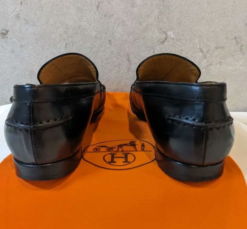 ☆HERMES☆Hロゴ刺繍入りローファー ブラック 361/2