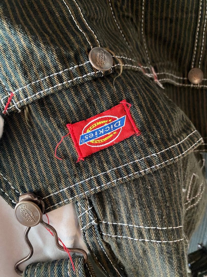 激レア 80s ディッキーズ オーバーオール ブラウン ヒッコリー ストライプ