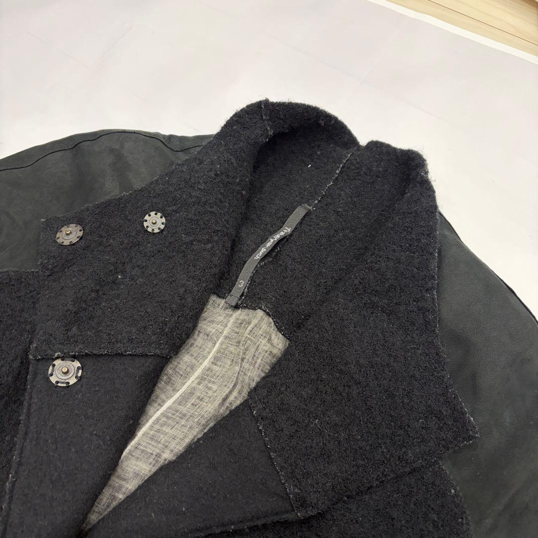 TRANSIT PAR SUCH ウールロングコート 黒 異素材 イタリア製