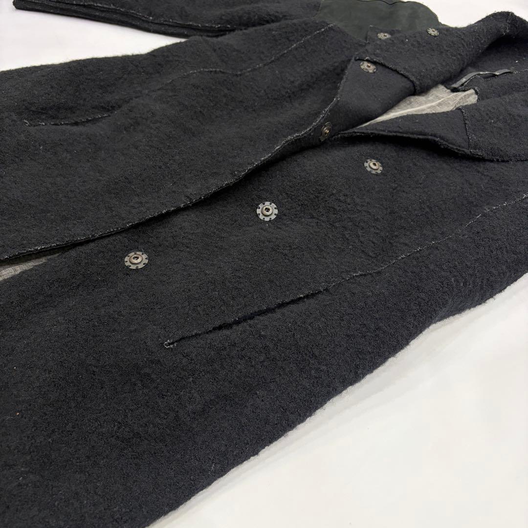 TRANSIT PAR SUCH ウールロングコート 黒 異素材 イタリア製