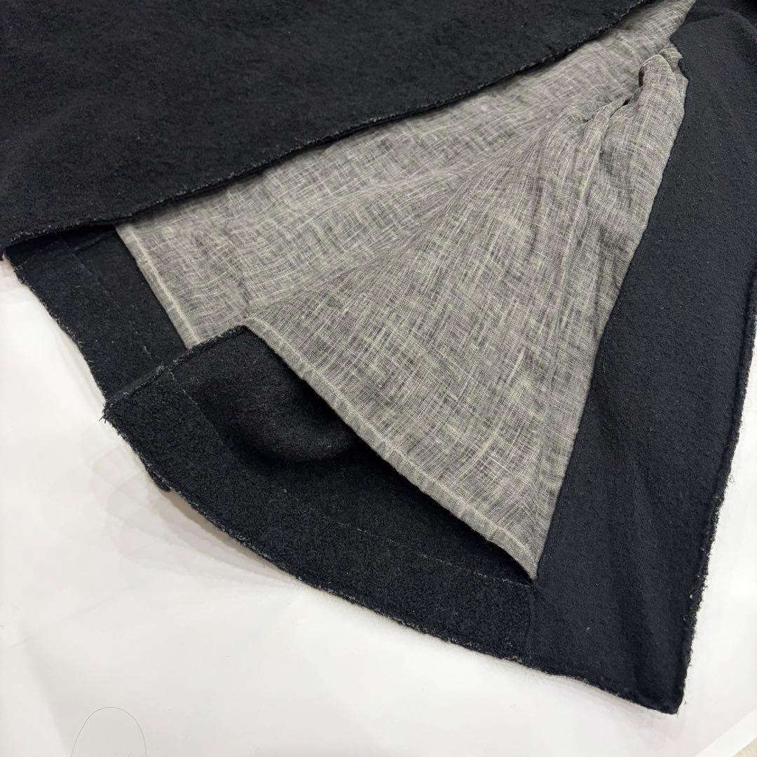 TRANSIT PAR SUCH ウールロングコート 黒 異素材 イタリア製