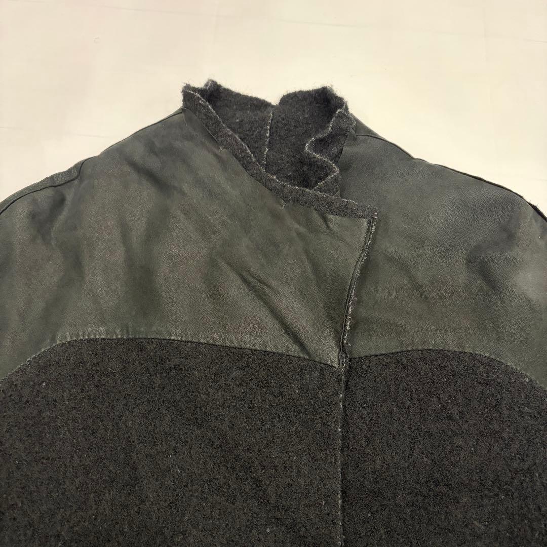 TRANSIT PAR SUCH ウールロングコート 黒 異素材 イタリア製