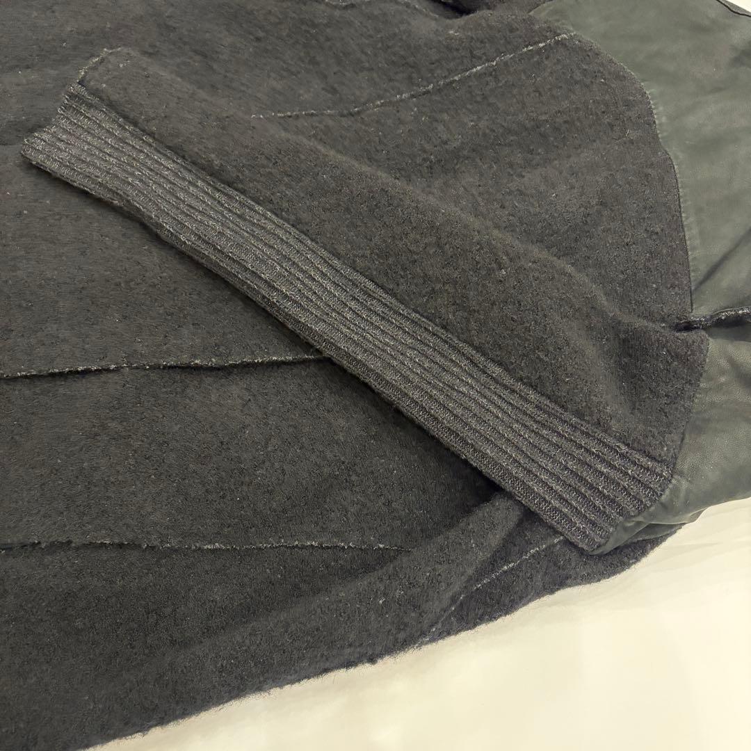 TRANSIT PAR SUCH ウールロングコート 黒 異素材 イタリア製