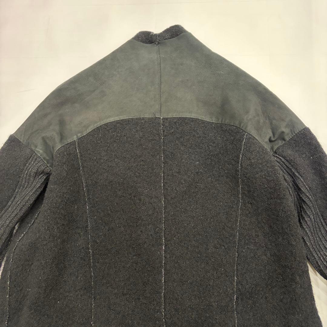 TRANSIT PAR SUCH ウールロングコート 黒 異素材 イタリア製