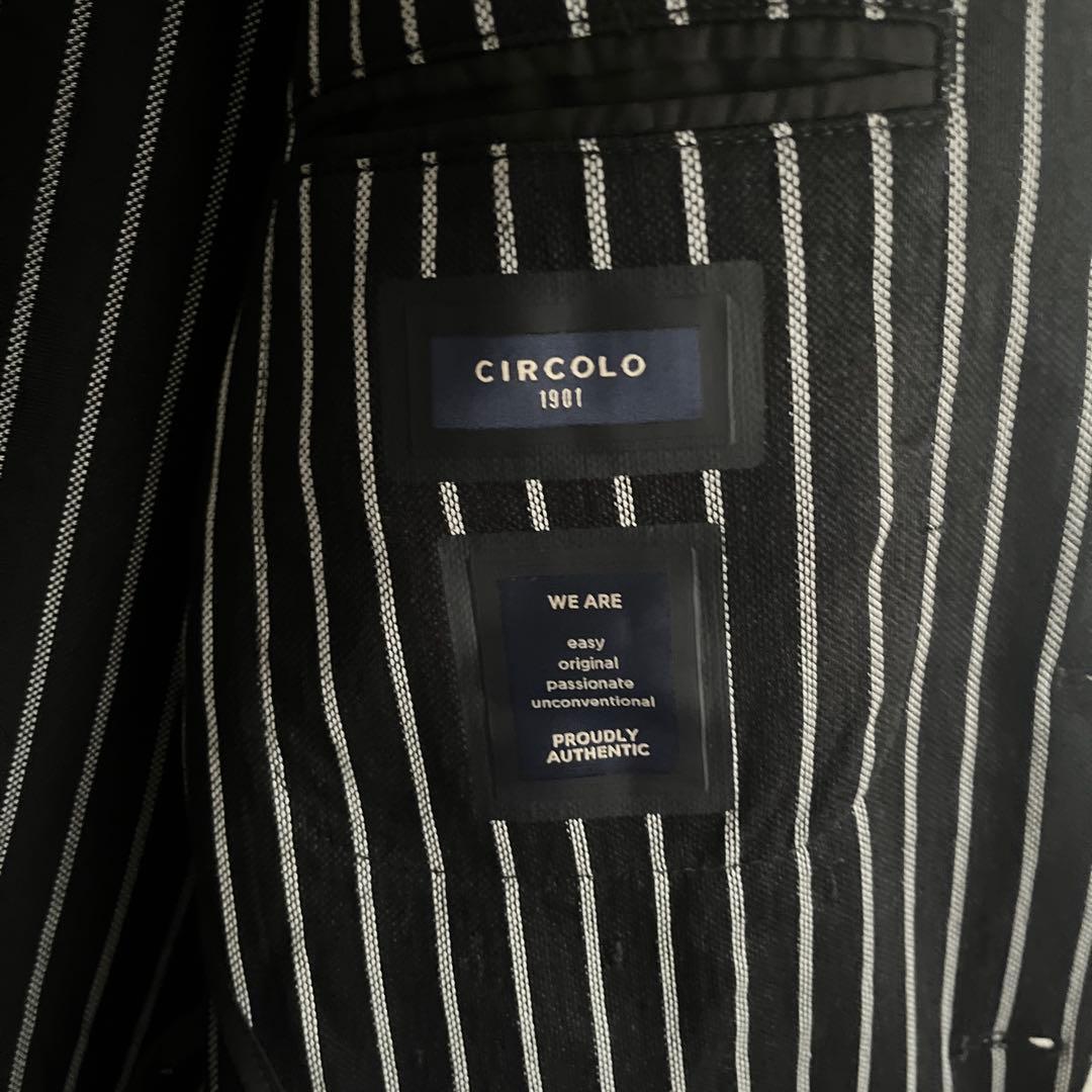 CIRCOLO ニット ジャケット 46 M 黒白 ストライプ we are