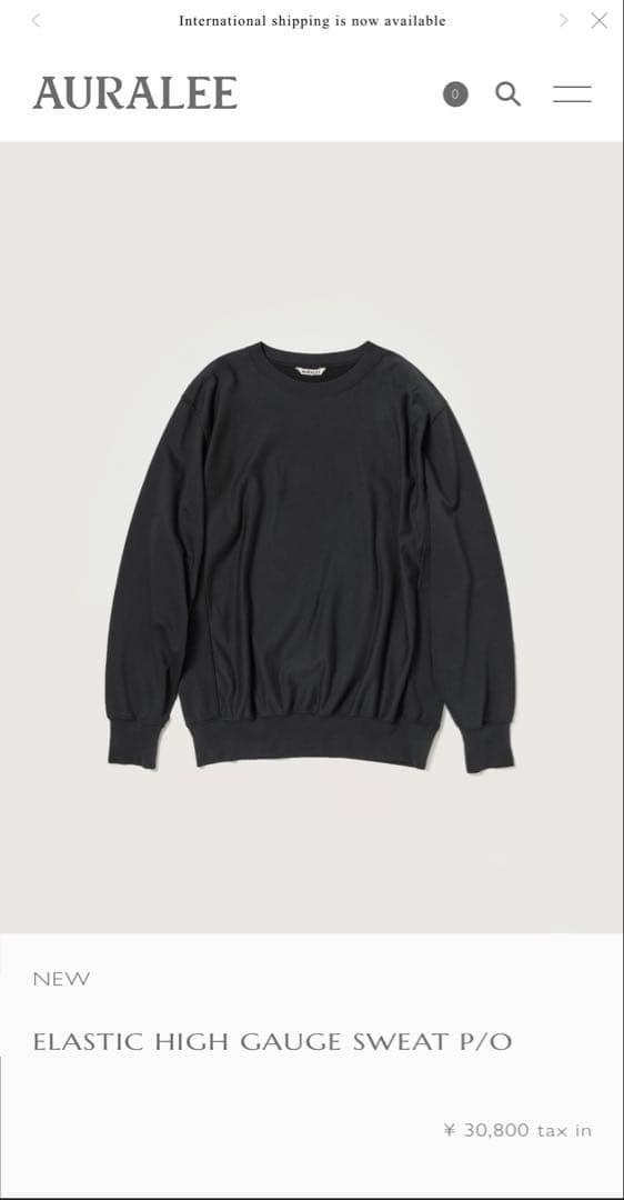AURALEE ブラック トレーナー
