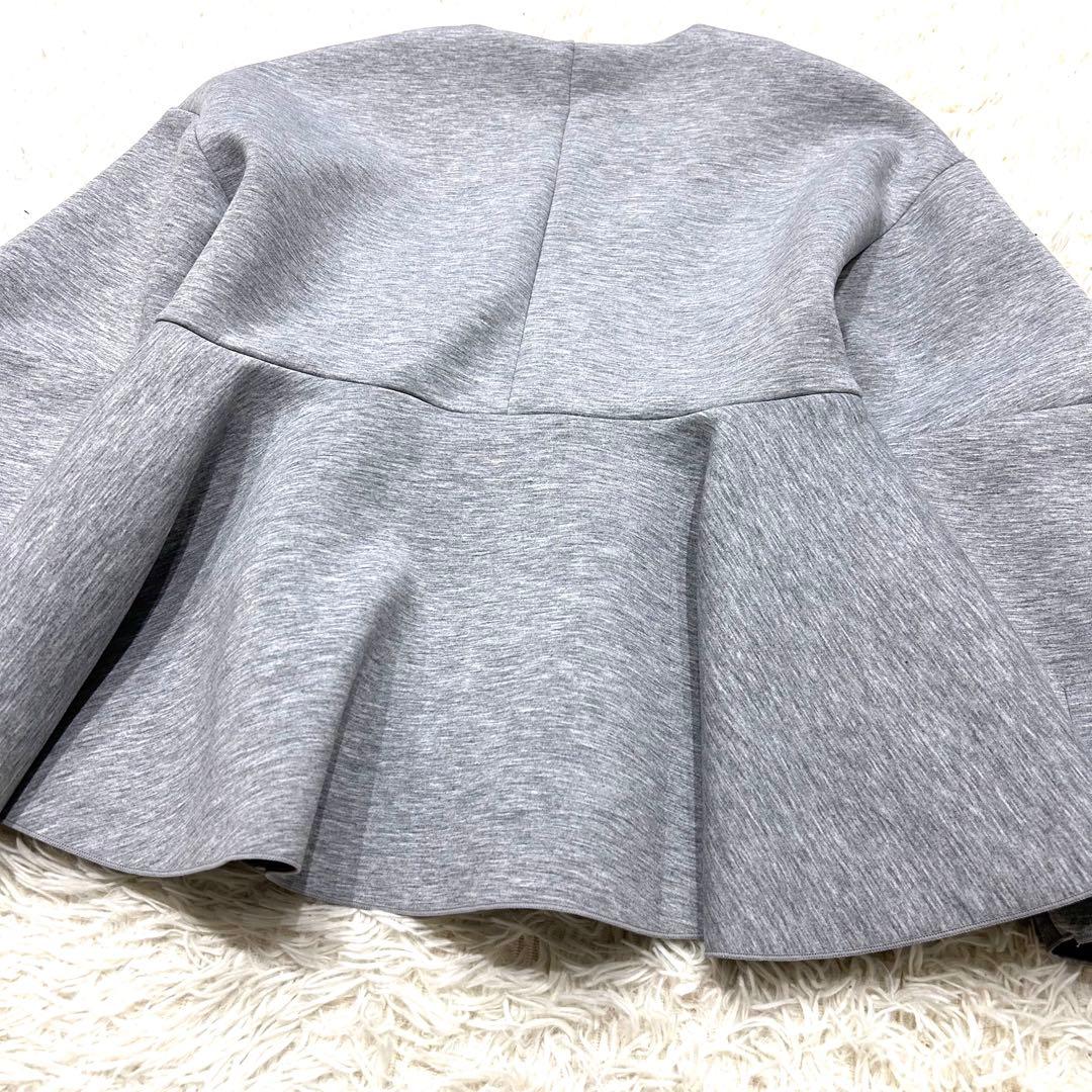 美品✨アダムエロペ＊エッグブローチ付きペプラムカーディガン 洗える 2025春夏