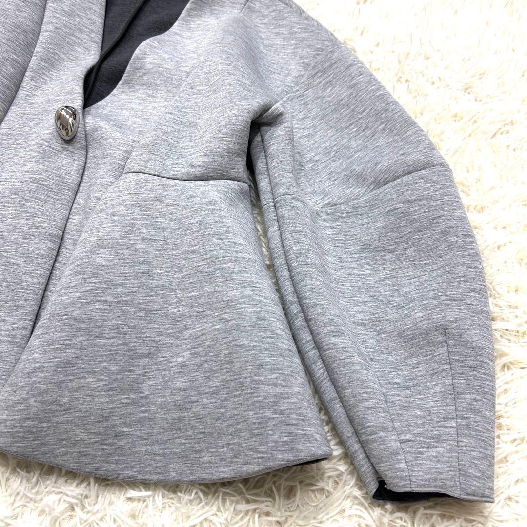 美品✨アダムエロペ＊エッグブローチ付きペプラムカーディガン 洗える 2025春夏