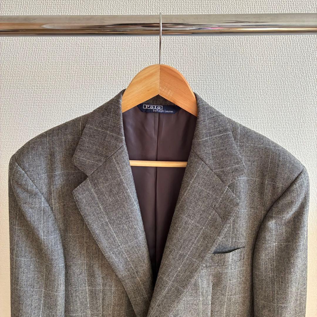 【美品】ポロバイラルフローレン ウール100% テーラードジャケット 冬 グレー
