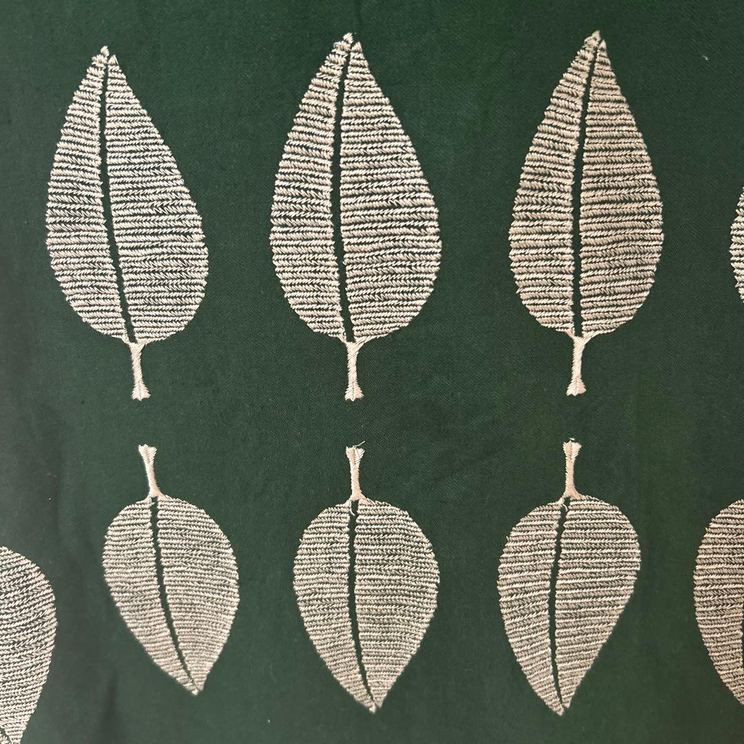 ミナペルホネン　happa ダークグリーン 七分袖 ひざ丈ワンピース　38