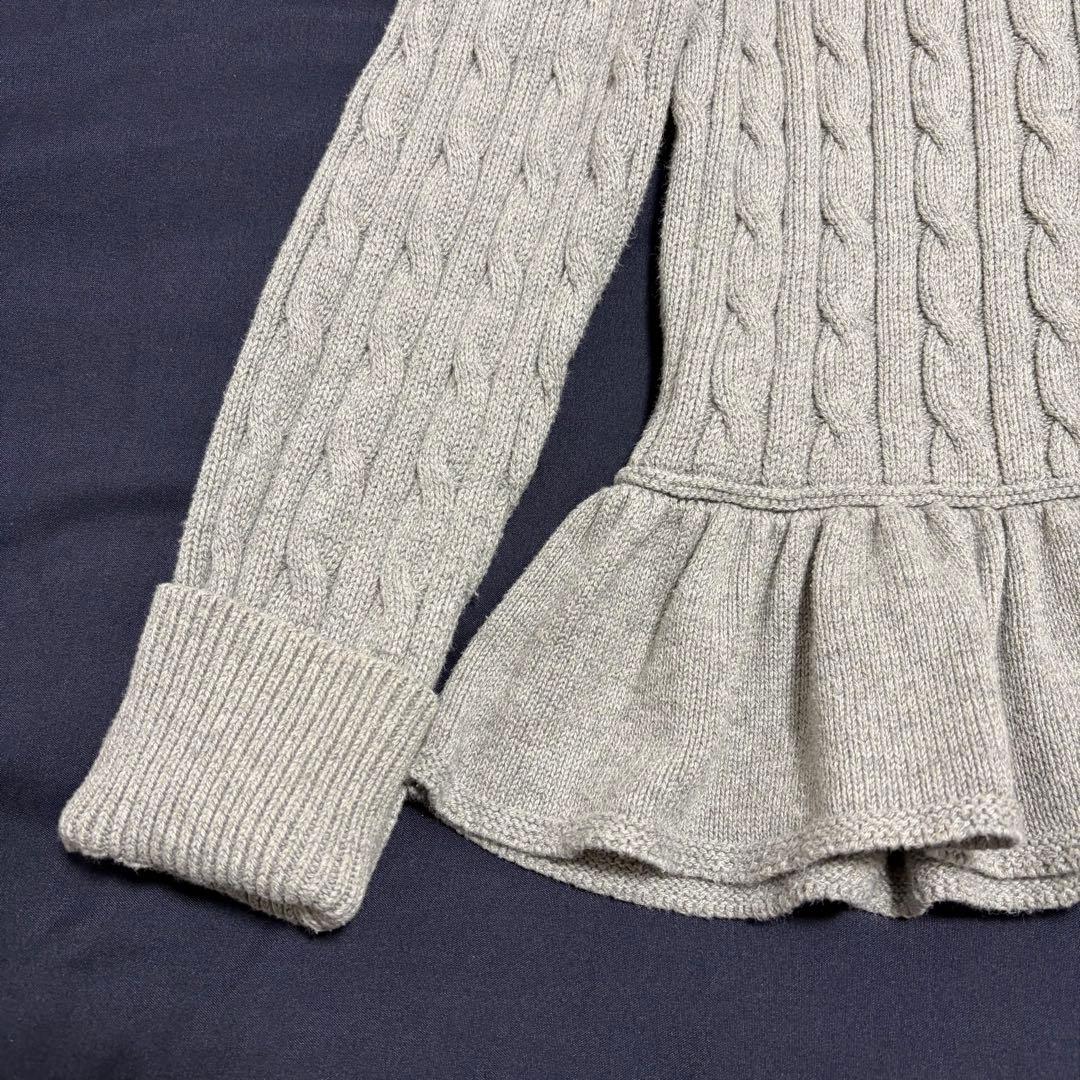 極美品　ラルフローレン　ぺプラム　ケーブルニットカーディガン　グレー　160 M