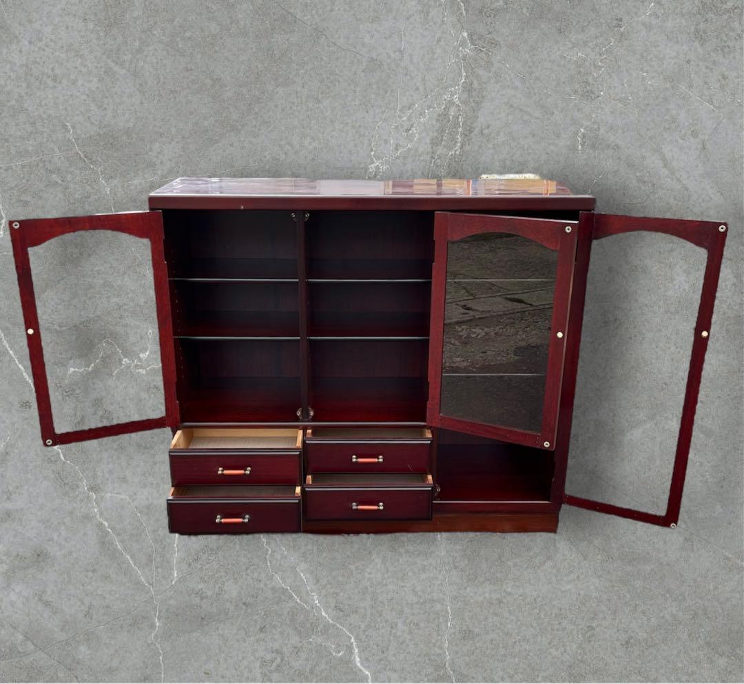 【アンティーク】木製 ガラス戸 キャビネット サイドボード リビングボード